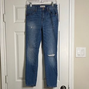 Madewell Blue Distressed Skinny Jeans